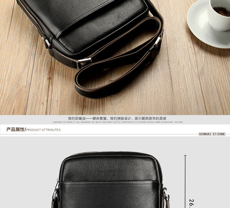 Men's Shoulder Bag Made of Genuine Cowhide Leather Fashion Large Capacity Crossbody Bag