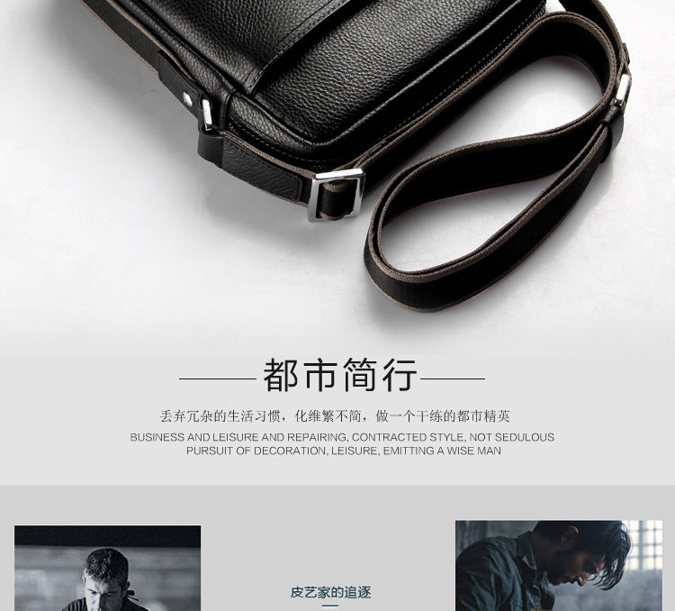 Men's Shoulder Bag Made of Genuine Cowhide Leather Fashion Large Capacity Crossbody Bag