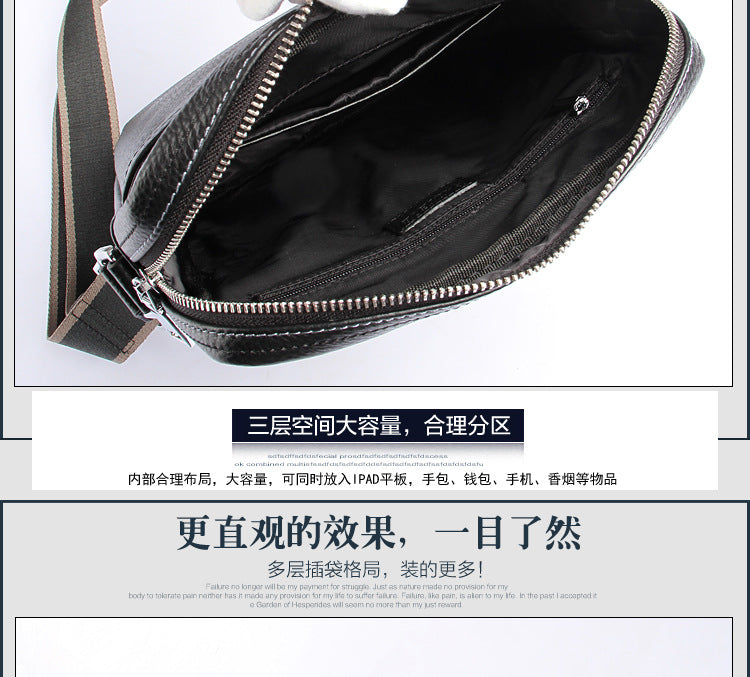 Men's Shoulder Bag Made of Genuine Cowhide Leather Fashion Large Capacity Crossbody Bag