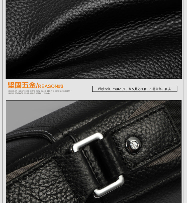 Men's Shoulder Bag Made of Genuine Cowhide Leather Fashion Large Capacity Crossbody Bag