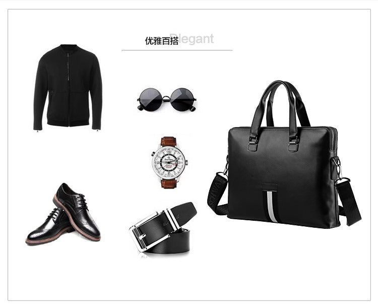 Men's Business Briefcase Made of Cowhide Genuine Leather High Quality Men's Handbag Handbag Computer Bag