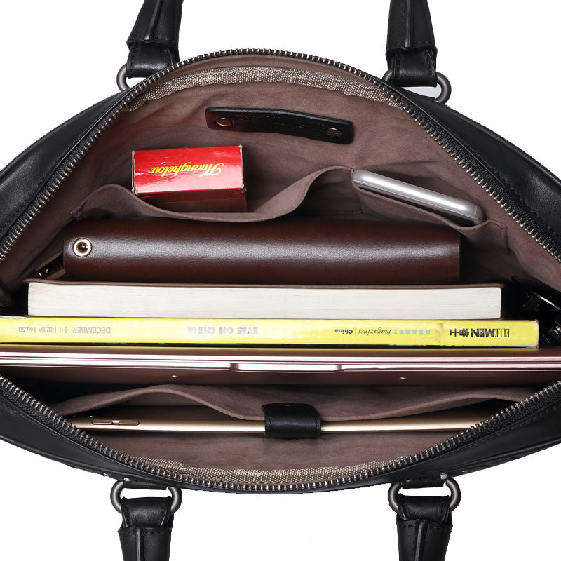 Men's handbag cowhide high quality men's handbag business briefcase crossbody shoulder bag