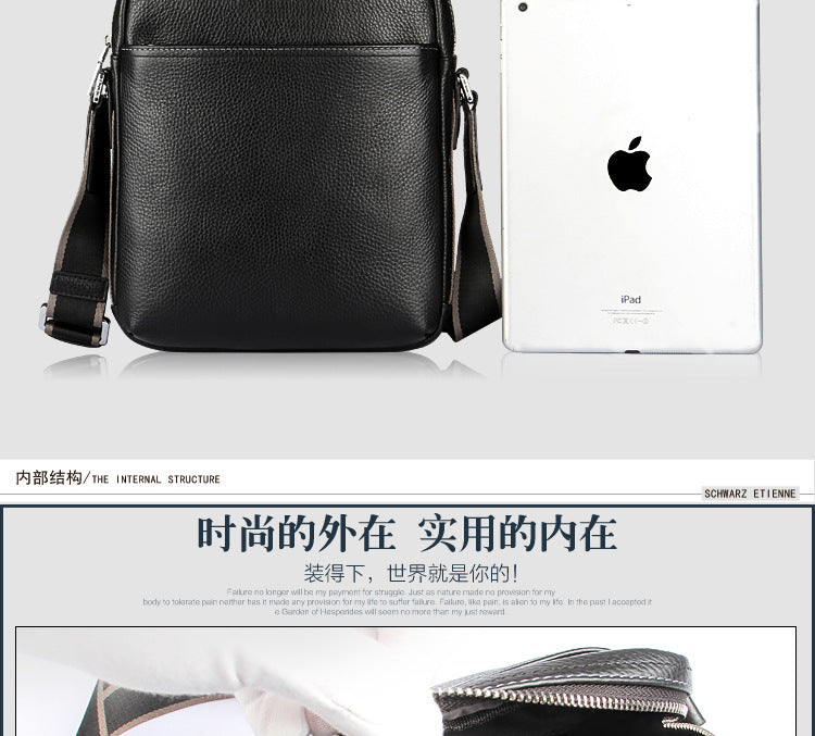 Men's Shoulder Bag Made of Genuine Cowhide Leather Fashion Large Capacity Crossbody Bag