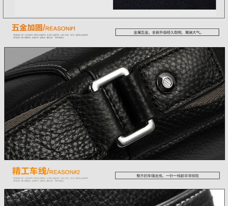 Men's Shoulder Bag Made of Genuine Cowhide Leather Fashion Large Capacity Crossbody Bag