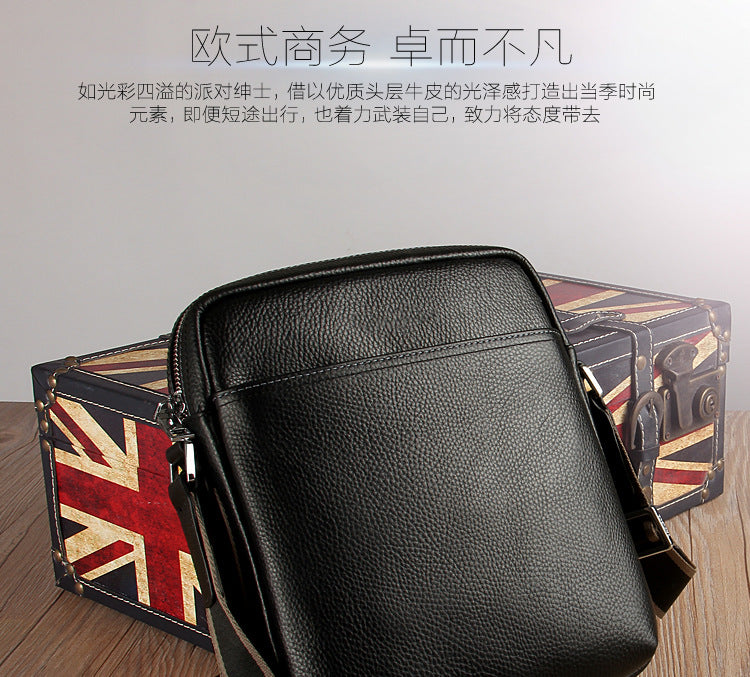 Men's Shoulder Bag Made of Genuine Cowhide Leather Fashion Large Capacity Crossbody Bag
