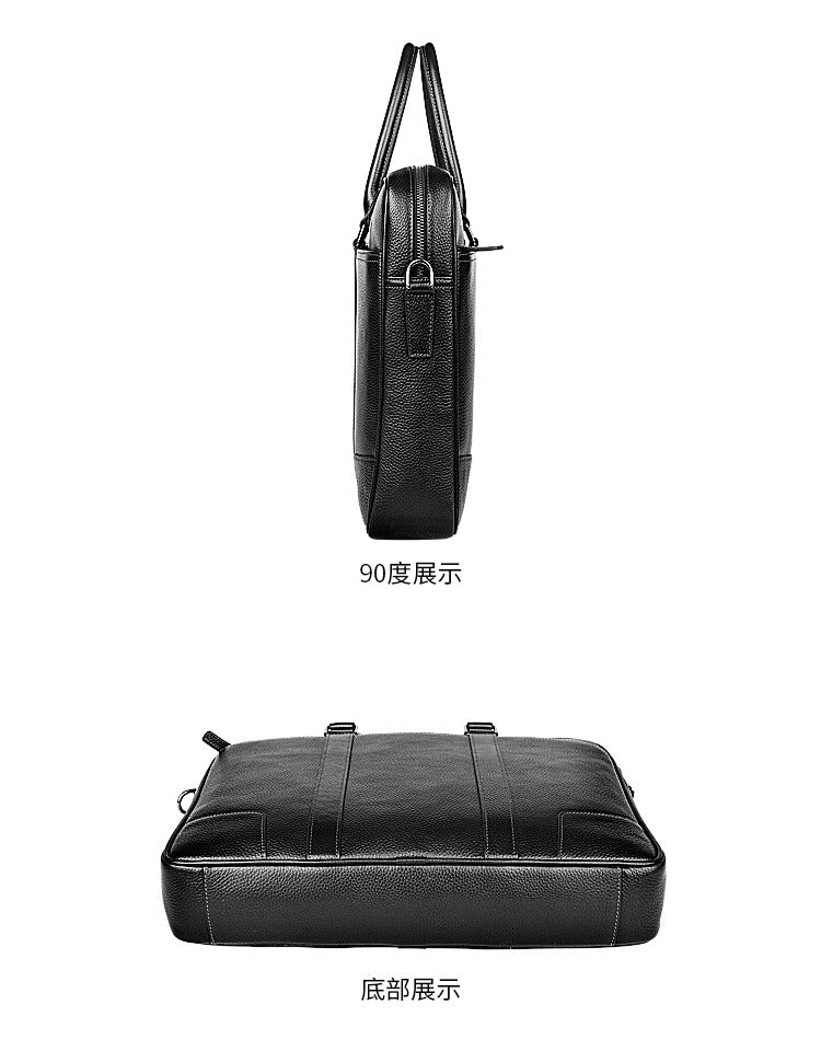 Men's handbag, genuine cowhide leather, computer bag, large capacity, business trip briefcase, men's handbag