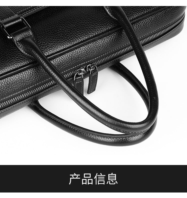 Men's handbag, genuine cowhide leather, computer bag, large capacity, business trip briefcase, men's handbag