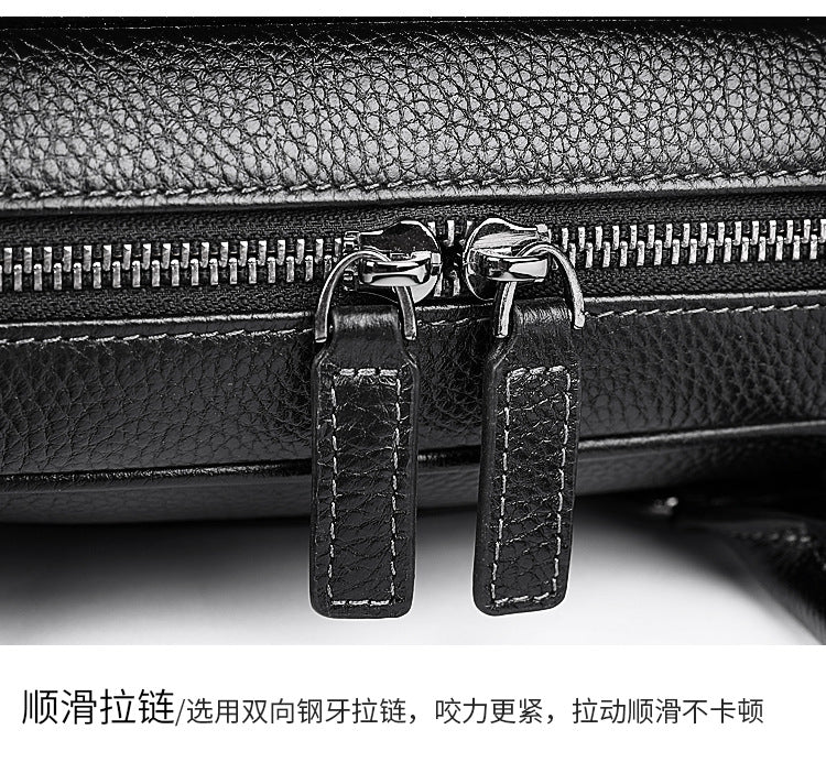 Men's handbag, genuine cowhide leather, computer bag, large capacity, business trip briefcase, men's handbag
