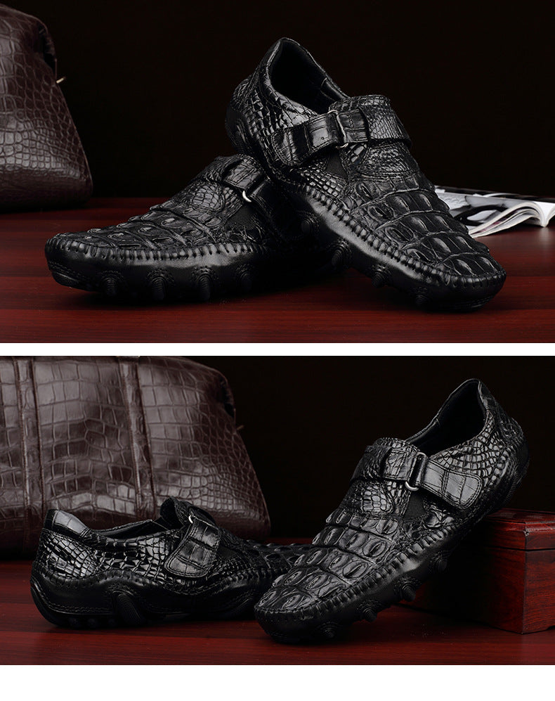 Crocodile leather genuine leather men's leather shoes moccasins men's business casual shoes