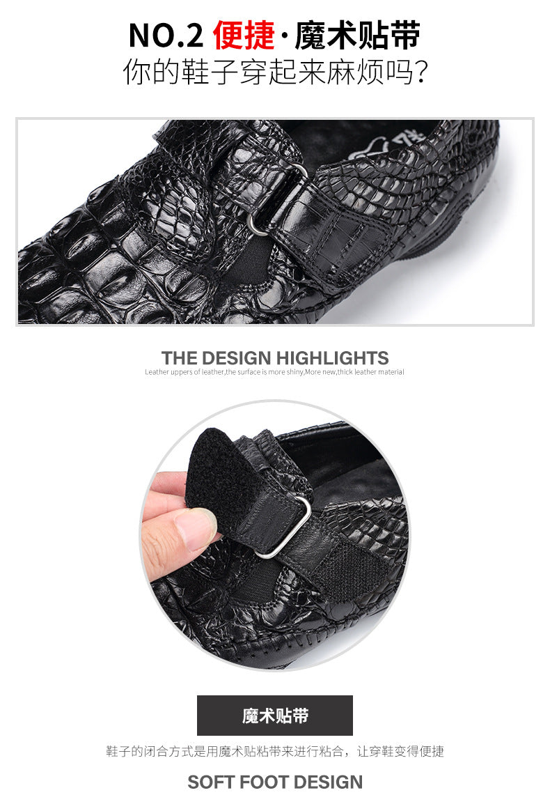 Crocodile leather genuine leather men's leather shoes moccasins men's business casual shoes