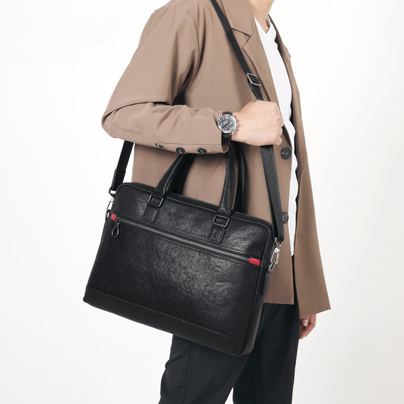 Men's Briefcase Handbag Genuine Cowhide Leather Business Casual Crossbody Bag