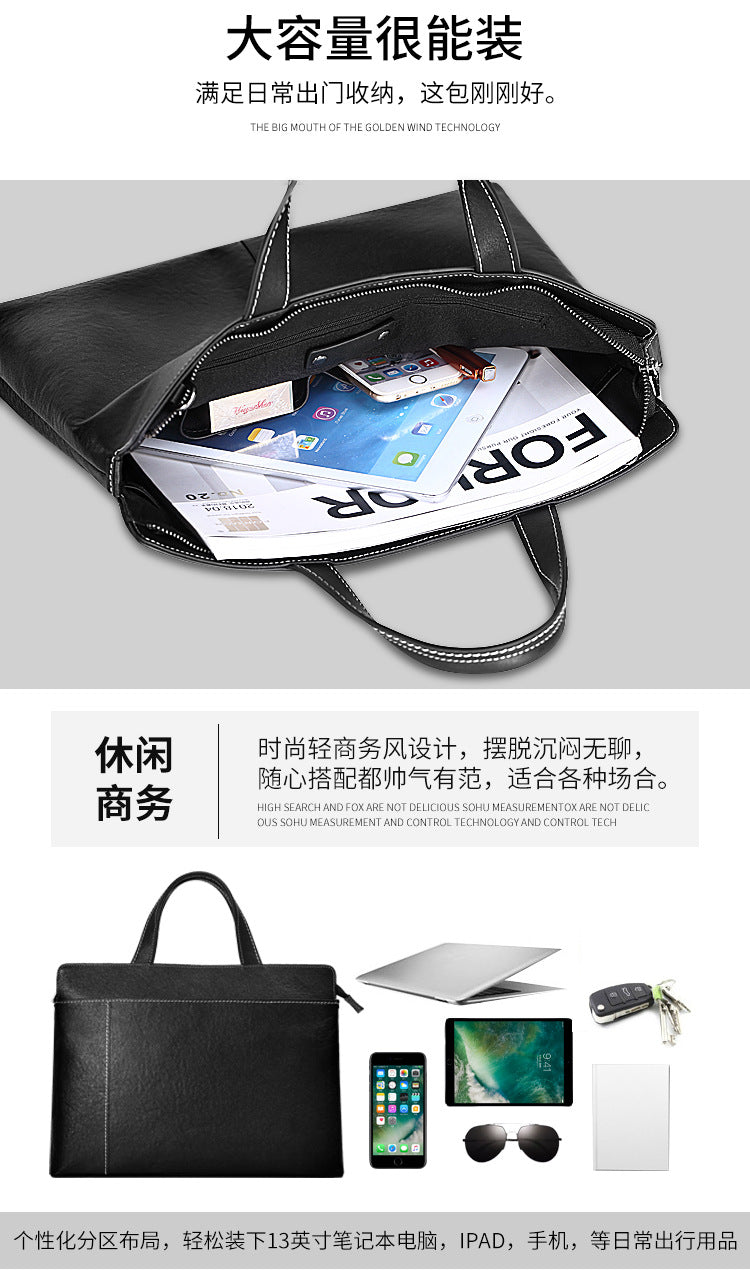 Men's briefcase handbag genuine cowhide leather computer bag business casual men's handbag crossbody bag