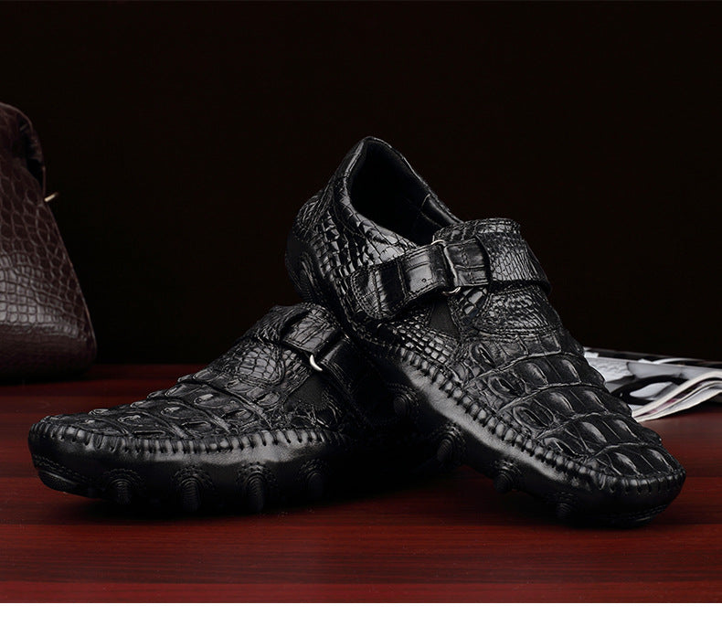Crocodile leather genuine leather men's leather shoes moccasins men's business casual shoes