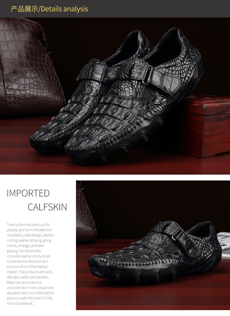 Crocodile leather genuine leather men's leather shoes moccasins men's business casual shoes
