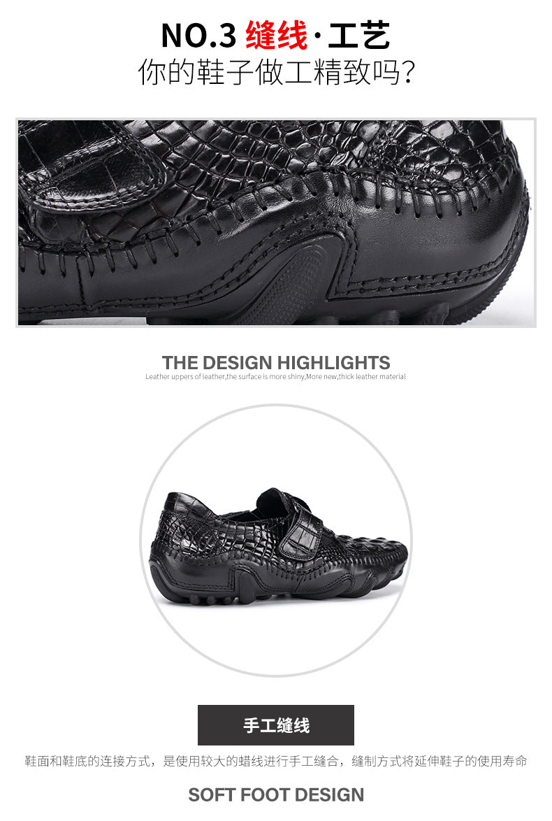 Crocodile leather genuine leather men's leather shoes moccasins men's business casual shoes