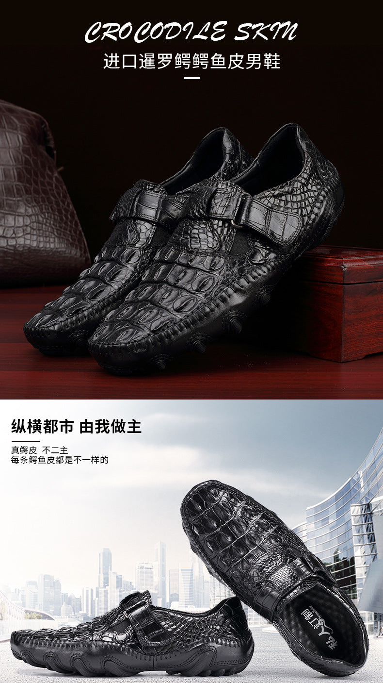 Crocodile leather genuine leather men's leather shoes moccasins men's business casual shoes