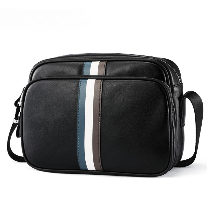 Men's shoulder bag, genuine cowhide leather, business fashion, large capacity, crossbody bag