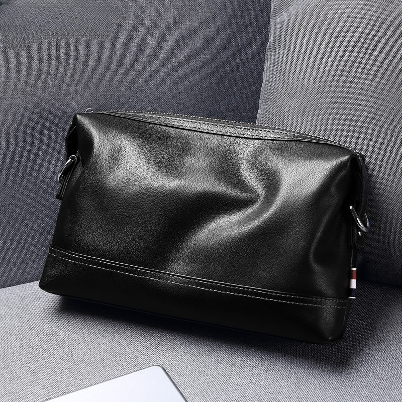 Men's Shoulder Bag Made of Genuine Cowskin Leather Casual Large Capacity Handbag Business Crossbody Bag