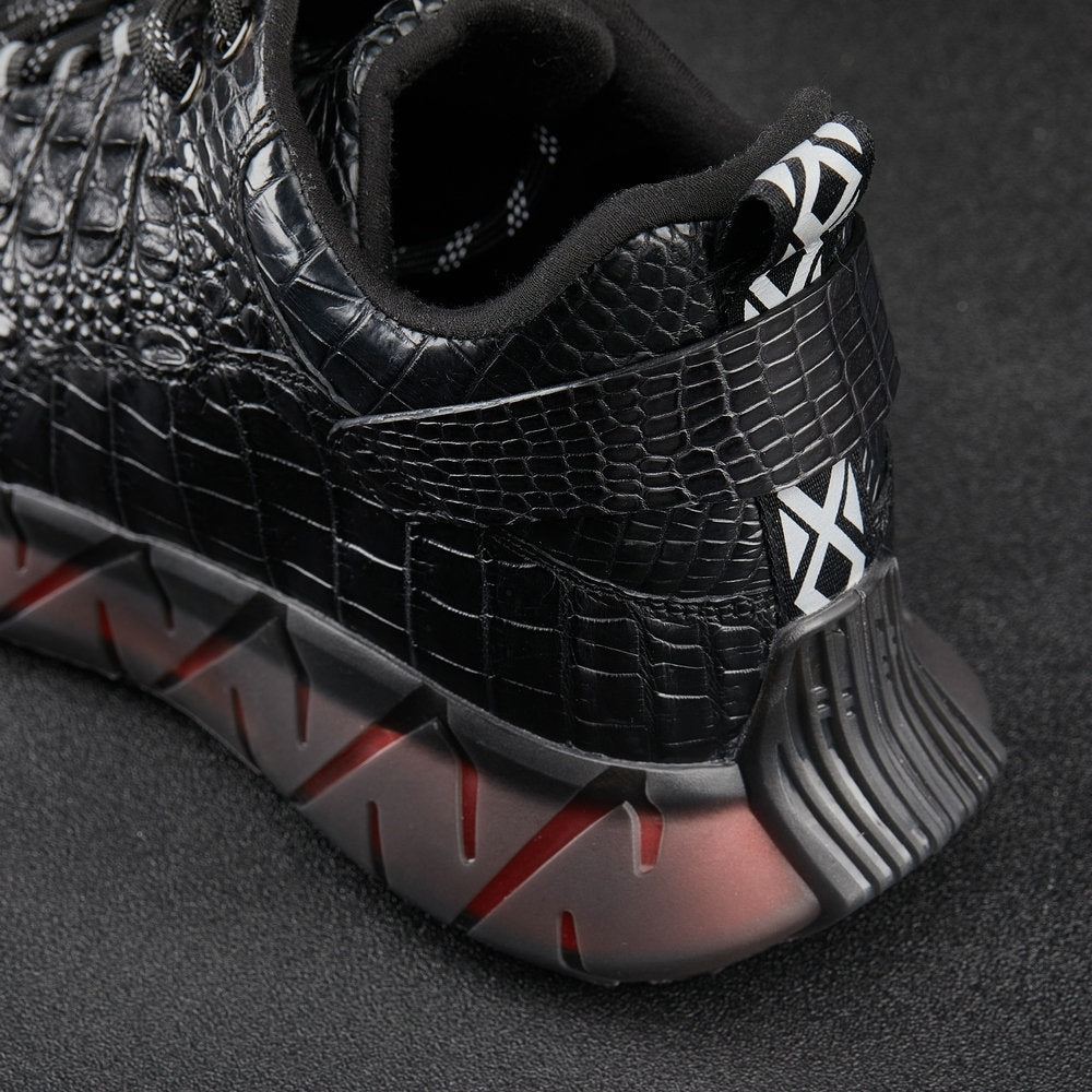 2023 New Crocodile Skin Men's Shoes Genuine Leather Platform Men's Shoes Fashion Sports Casual Shoes