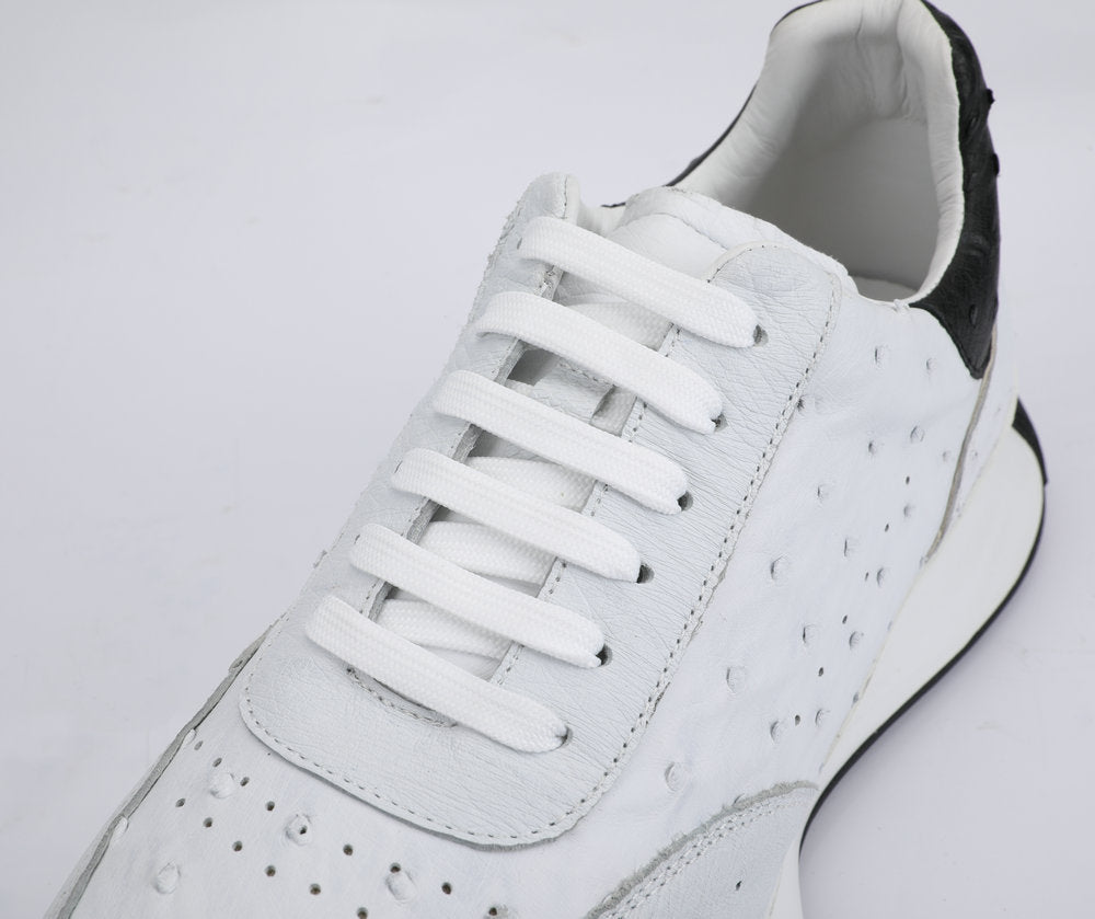 2023 New Ostrich Skin Men's Casual Shoes Genuine Leather Fashion Anti-Slip Sneakers