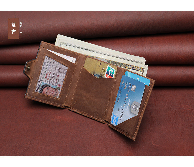 Men's wallet cowhide tri-fold coin purse men's wallet
