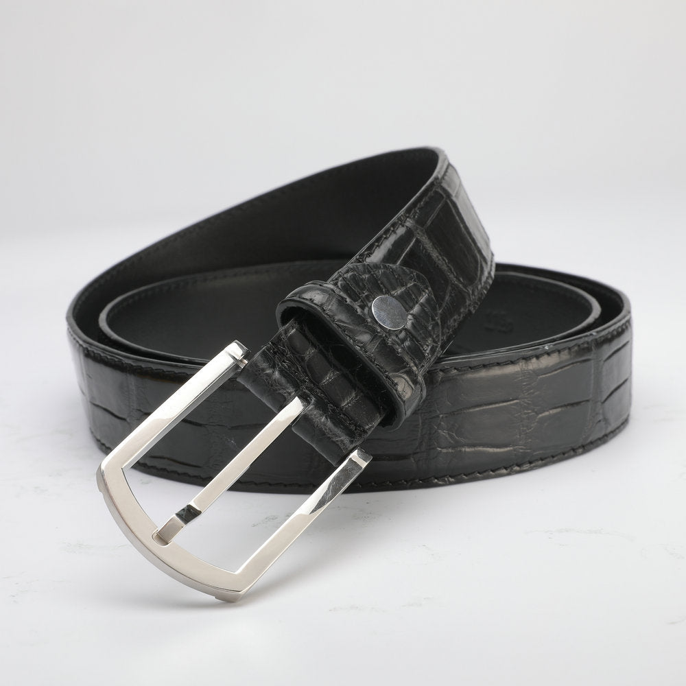 Crocodile skin belt genuine leather unisex 3.4cm casual belt