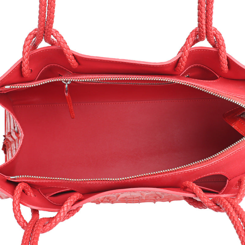 Crocodile leather large capacity ladies handbag Stylish simple ladies bag shoulder cross bag