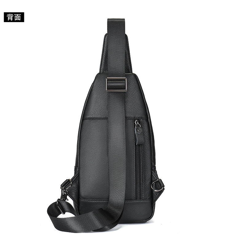Men's bust bag cowhide genuine leather sports casual crossbody bag