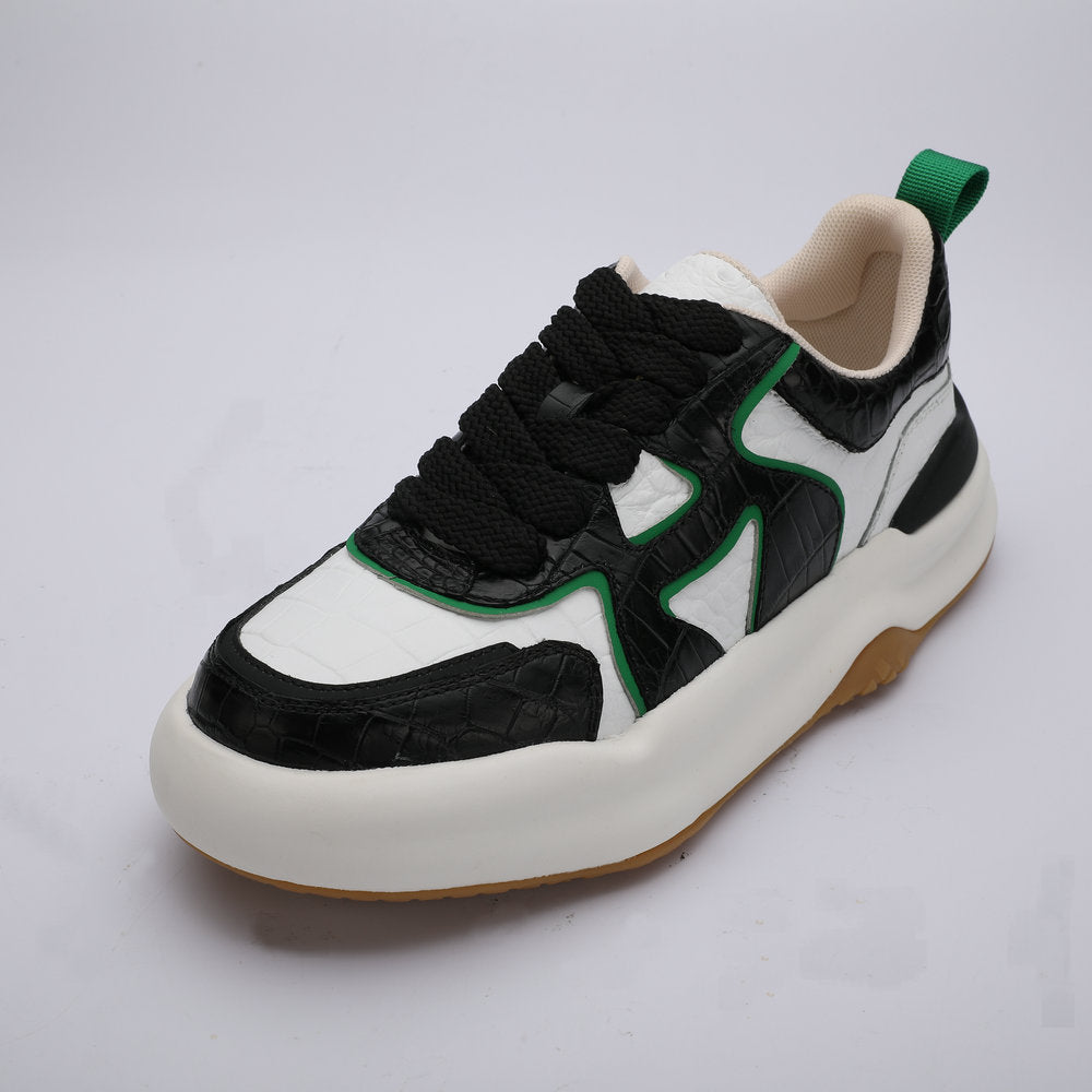 Crocodile Belly Skin Genuine Leather Men's Sports Shoes Thick Sole Non-Slip Casual Shoes