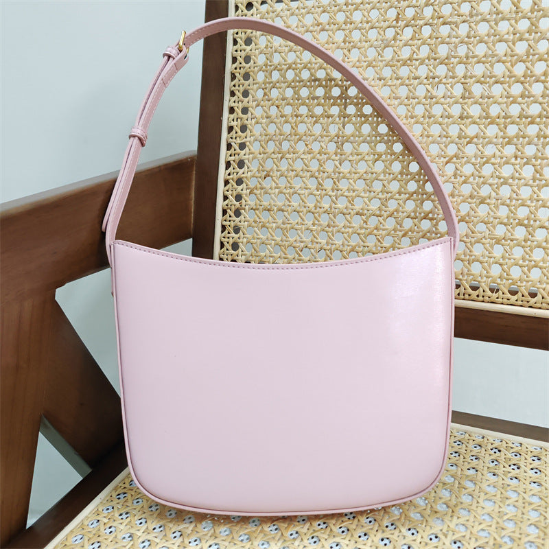 Genuine leather armpit bag Stylish shoulder bag Simple textured women's bag Goes with anything