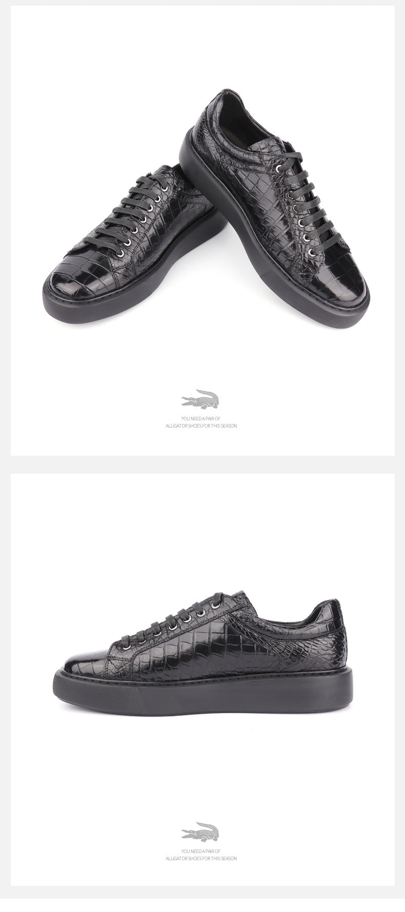 Crocodile Skin Genuine Leather Men's Sneakers Sports Casual Athletic Shoes Simple Fashion Wear-resistant Men's Shoes