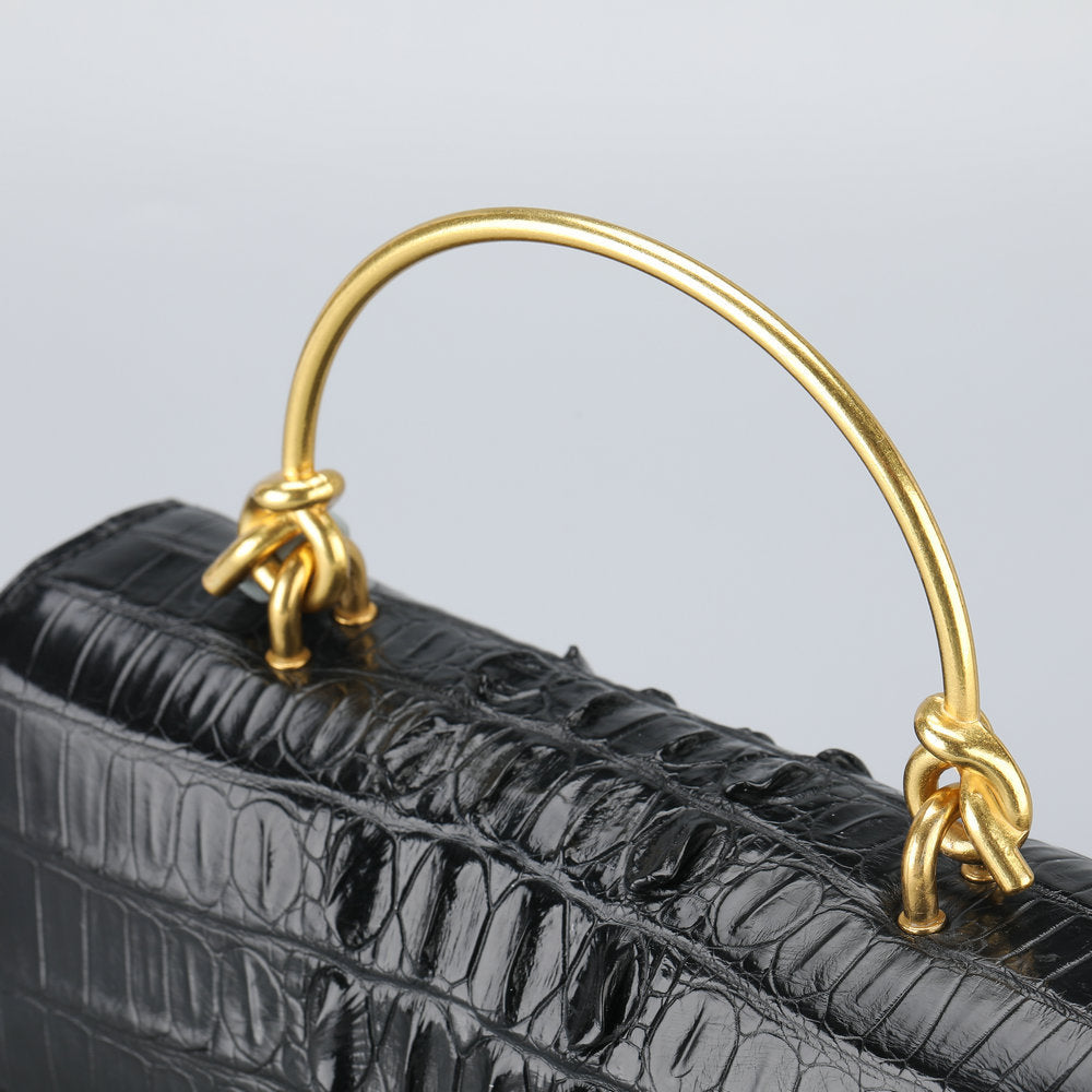 Siamese Crocodile Skin Women's Bag Women's Diagonal Shoulder Bag Genuine Leather Bag Leather Tote Bag Chain Bag