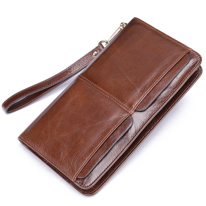 Men's long wallet cowhide clutch bag business wallet for men