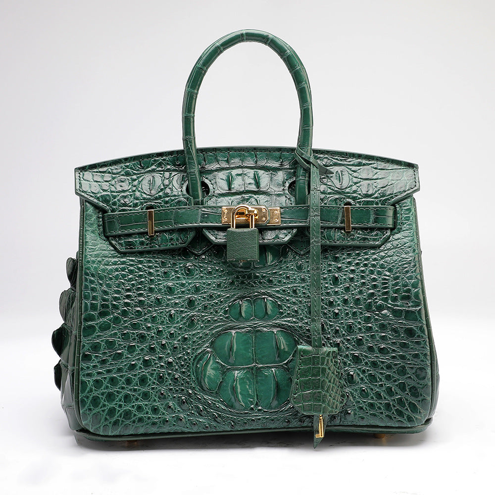 Women's Leather Tote Bag Siamese Crocodile Skin Large Capacity Genuine Leather Handbag