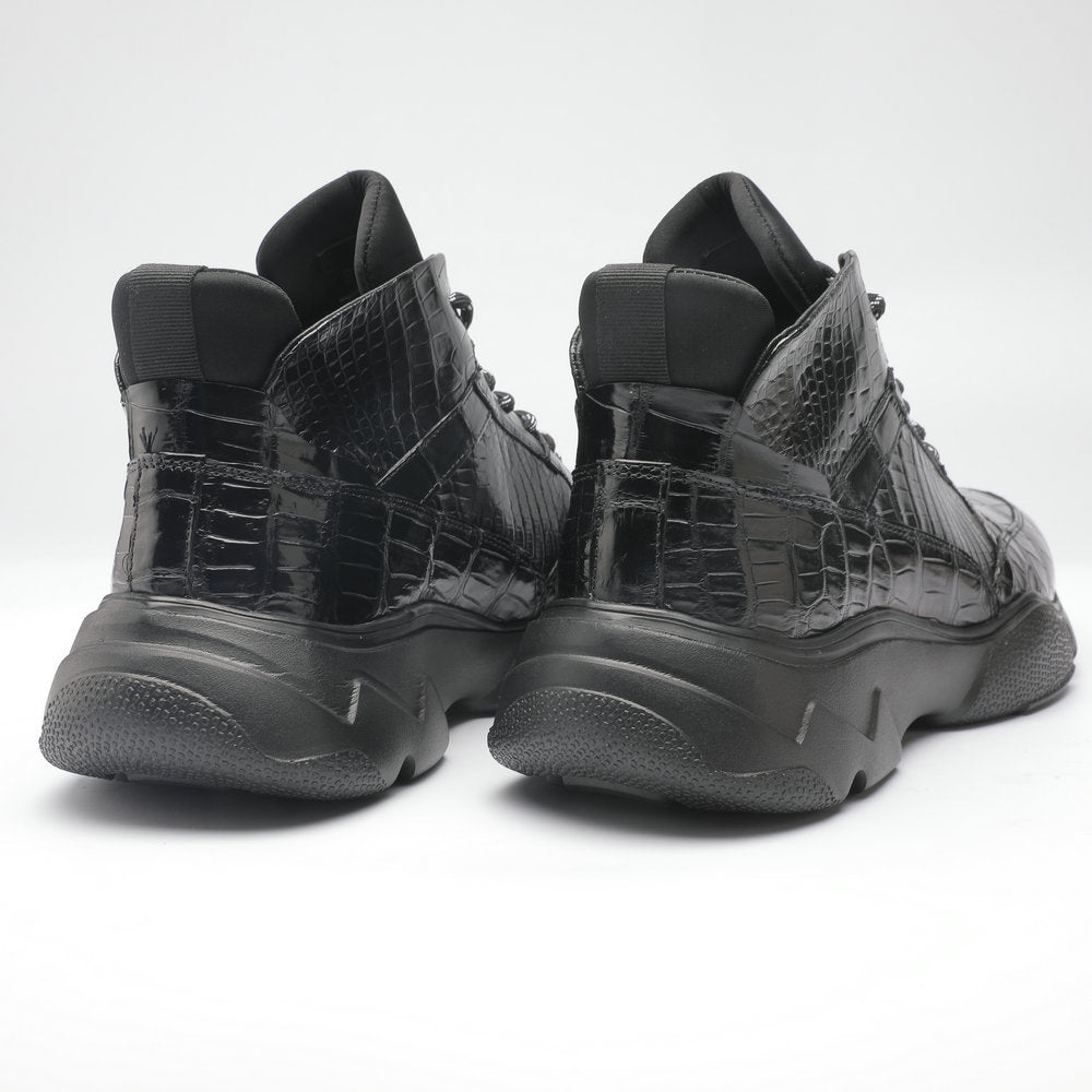 Crocodile Belly Skin Men's Short Boots Fashion Casual Platform Shoes Men's Shoes
