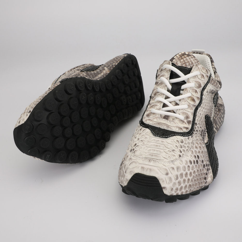 Python Skin Genuine Leather Men's Platform Sneakers Sports Casual Men's Shoes Fashion Anti-Slip Men Shoes