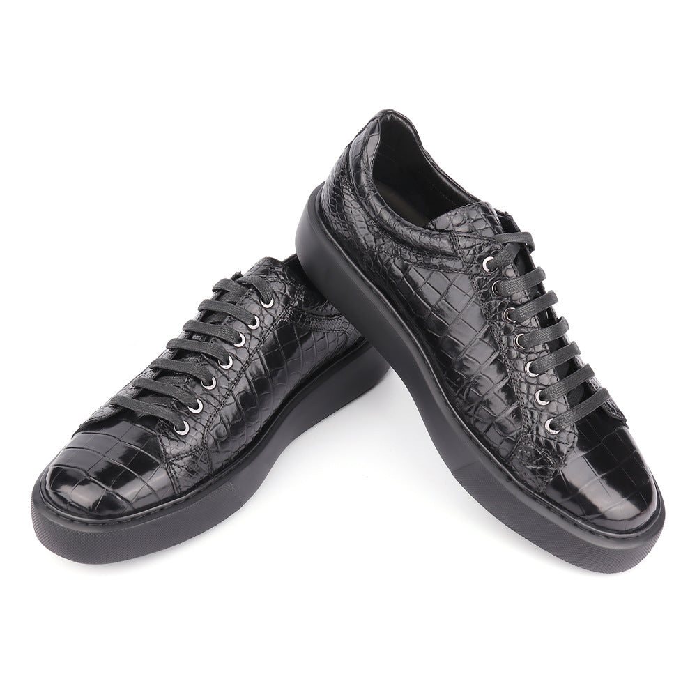 Crocodile Skin Genuine Leather Men's Sneakers Sports Casual Athletic Shoes Simple Fashion Wear-resistant Men's Shoes