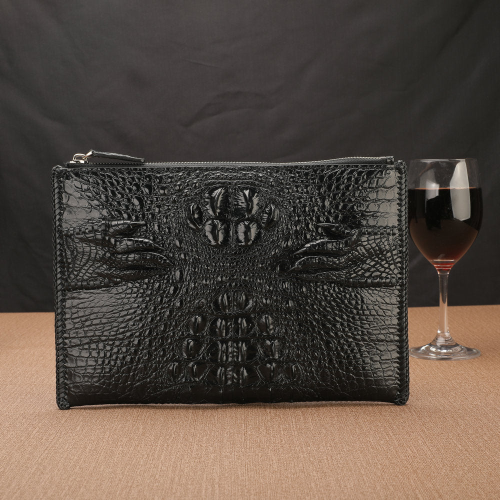 Crocodile Skin Genuine Leather Men's Handbag with Crocodile Claw High Quality Business Casual Men's Bag