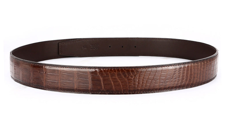 Crocodile skin belly skin without buckle men's belt genuine leather without splicing business casual plate buckle needle buckle men belt without buckle