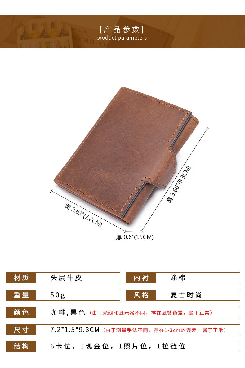 Men's wallet cowhide tri-fold coin purse men's wallet