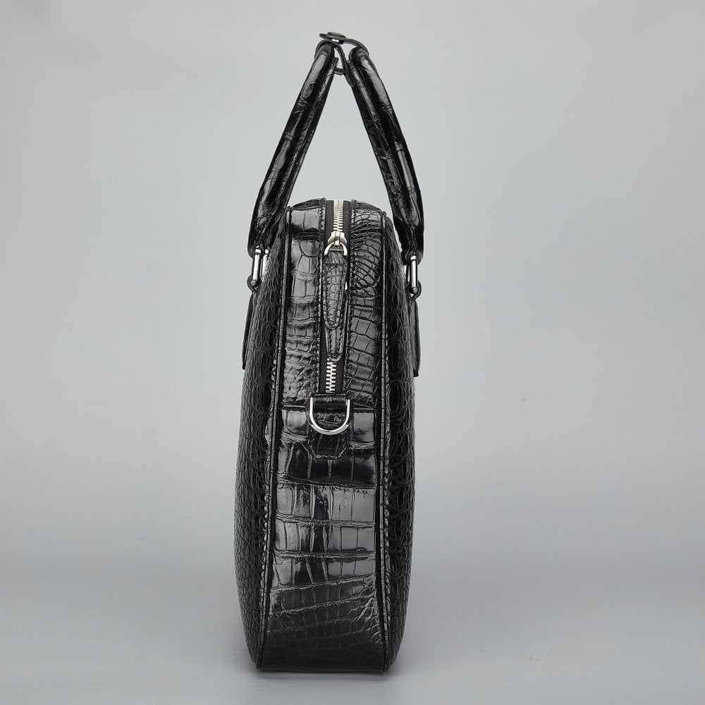Siamese Crocodile Skin Genuine Leather Men's Briefcase Handbag Casual Business Trip Commuting Business Bag Office Bag File Bag Handbag
