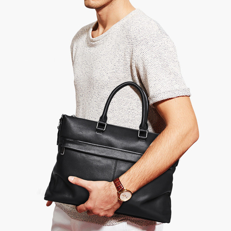 Men's Handbag Genuine Cowhide Leather Computer Bag Business Large Capacity Briefcase Crossbody Bag