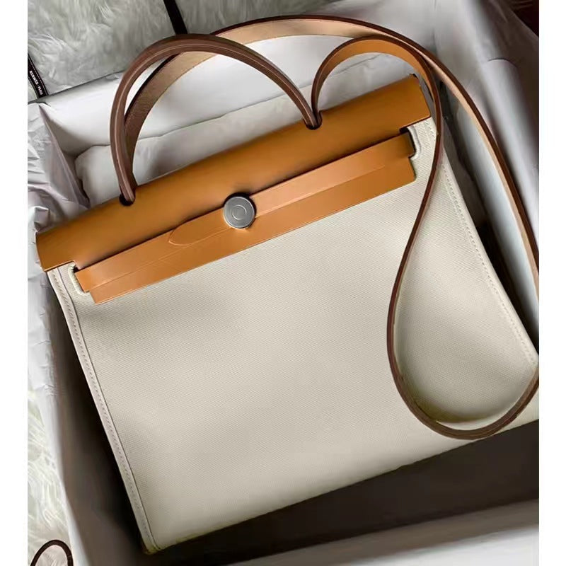 Women's handbag school style shoulder bag retro casual clashing color canvas splice