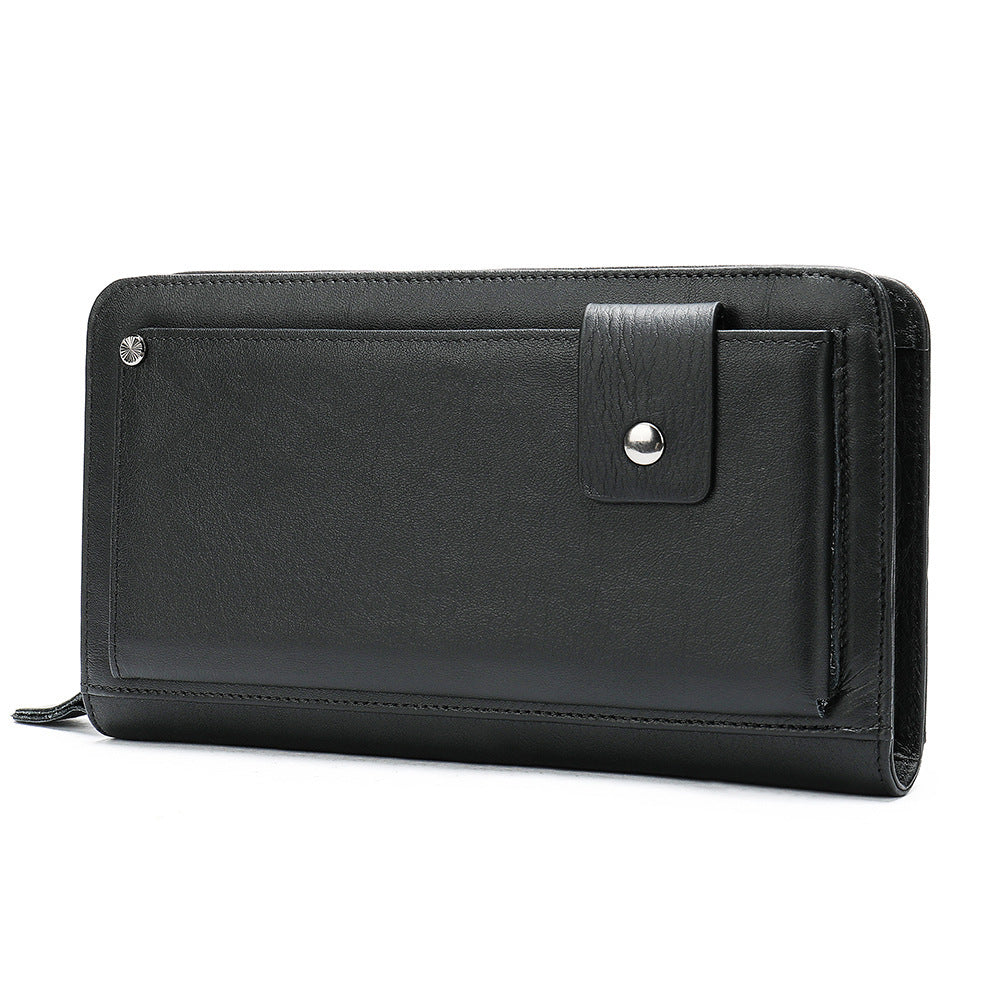 Men's long wallet cowhide clutch bag business casual fashion retro card holder men's wallet