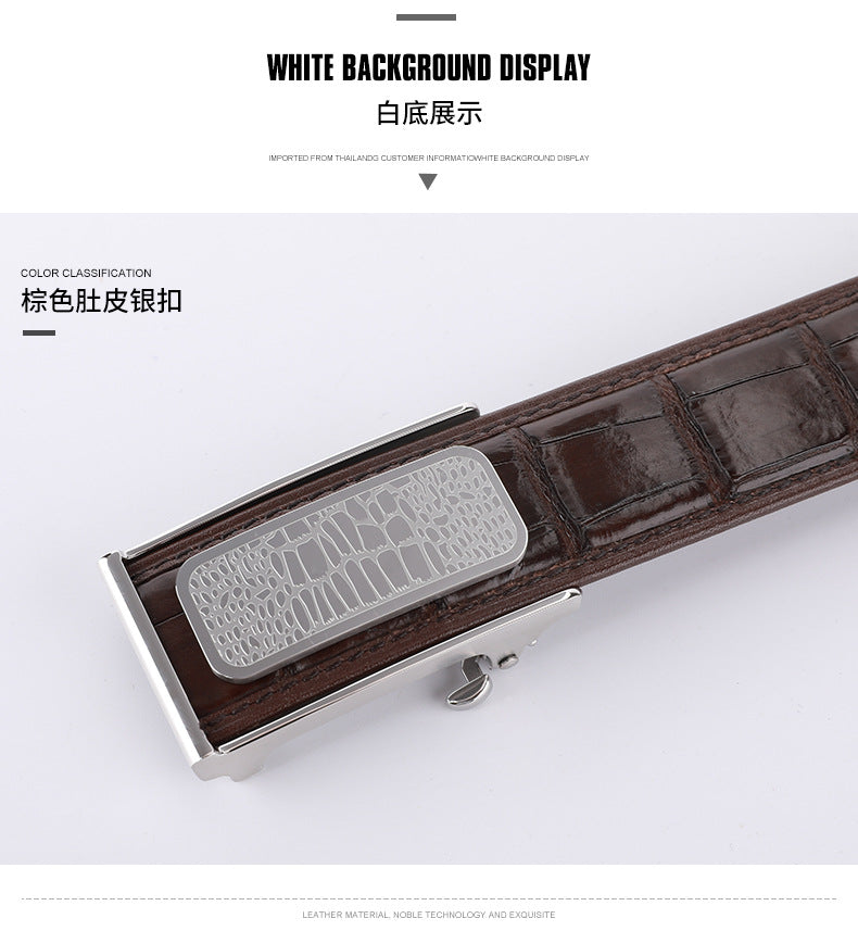 Siamese Crocodile Skin Men's Belt Automatic Buckle Business Casual Genuine Leather Belt
