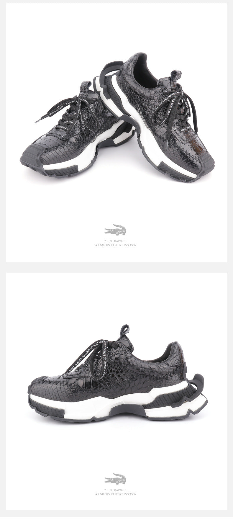Taisham Crocodile Skin Genuine Leather Men's Sneakers Fashion Men Shoes