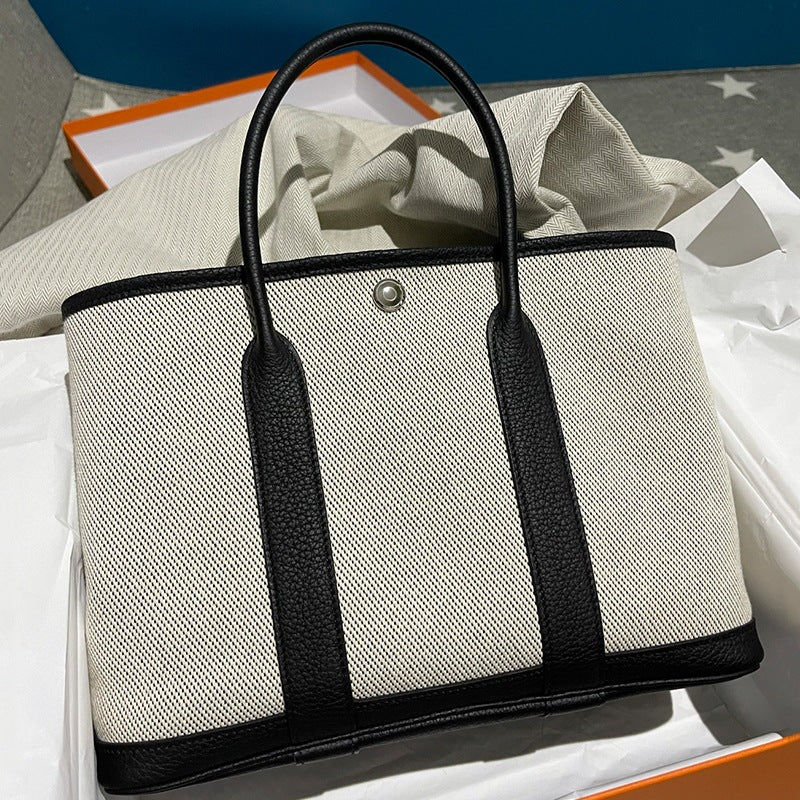 Ladies clashing color handbag large capacity canvas bag tote bag fashion