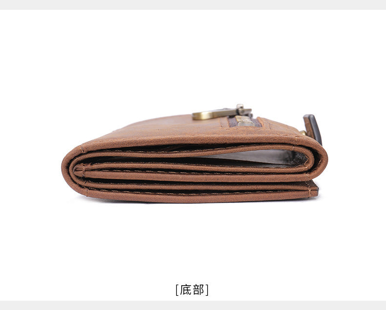 Men's wallet cowhide tri-fold coin purse men's wallet