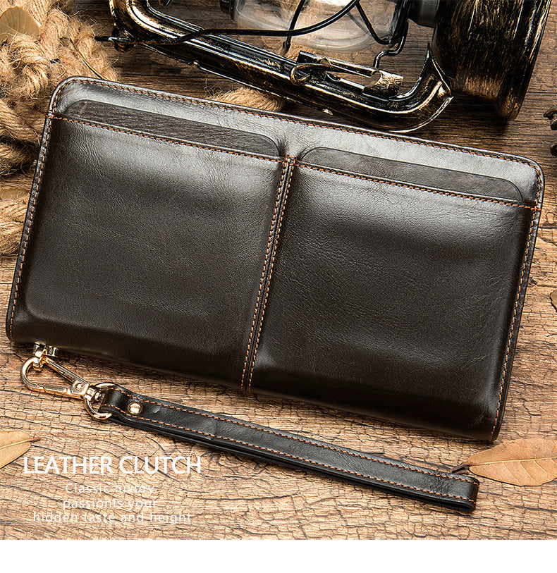 Men's long wallet cowhide clutch bag business wallet for men