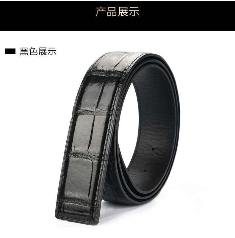 Crocodile skin belly skin without buckle men's belt genuine leather without splicing business casual plate buckle needle buckle men belt without buckle